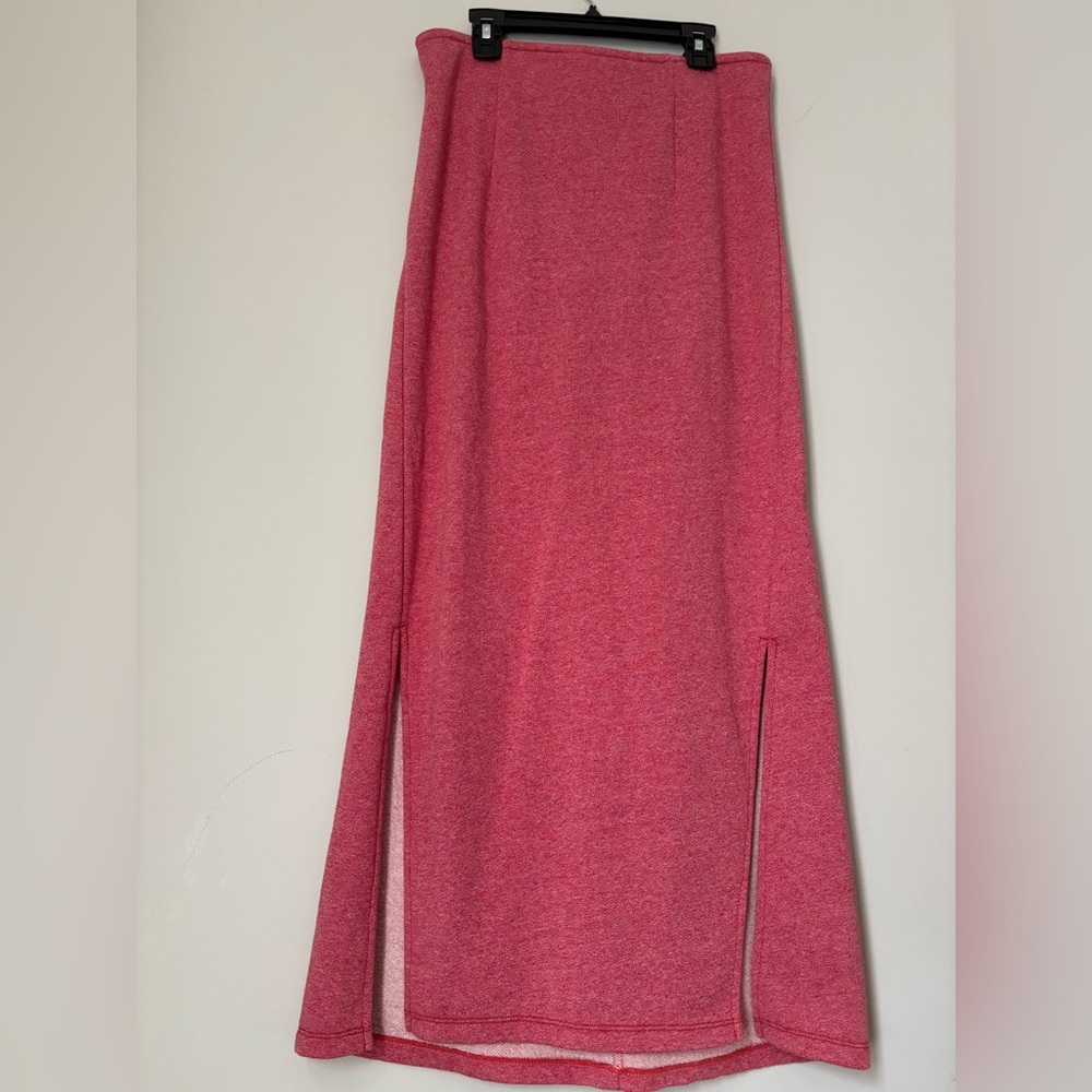 Free People, M Blush Pink Mid Maxi Skirt With 2 Front Slits, Zipper Back + Clasp